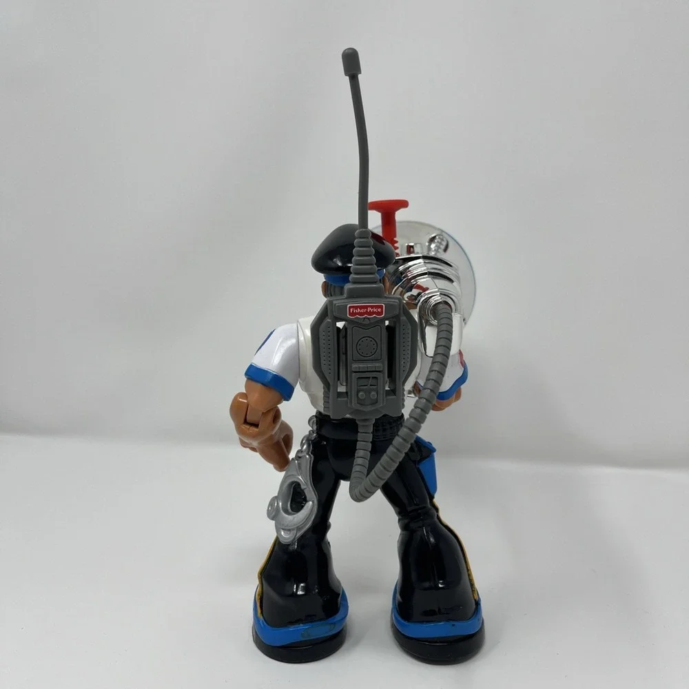 2000 Fisher Price Rescue Heroes Metal Crew Sergeant‎ Siren Cool Chrome Look